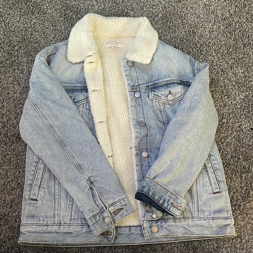 Pac-sun fur jean jacket